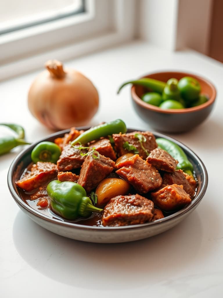 Ayamase (Designer Stew) with Green Peppers