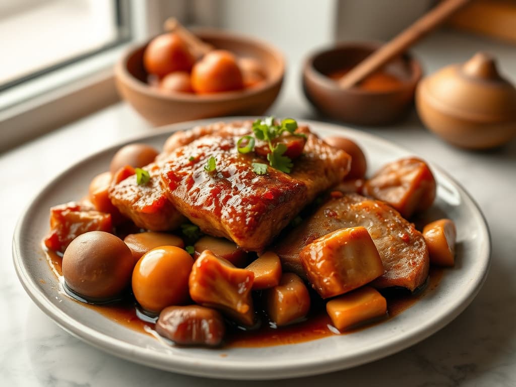 Chinese Braised Pork Belly with Chestnuts