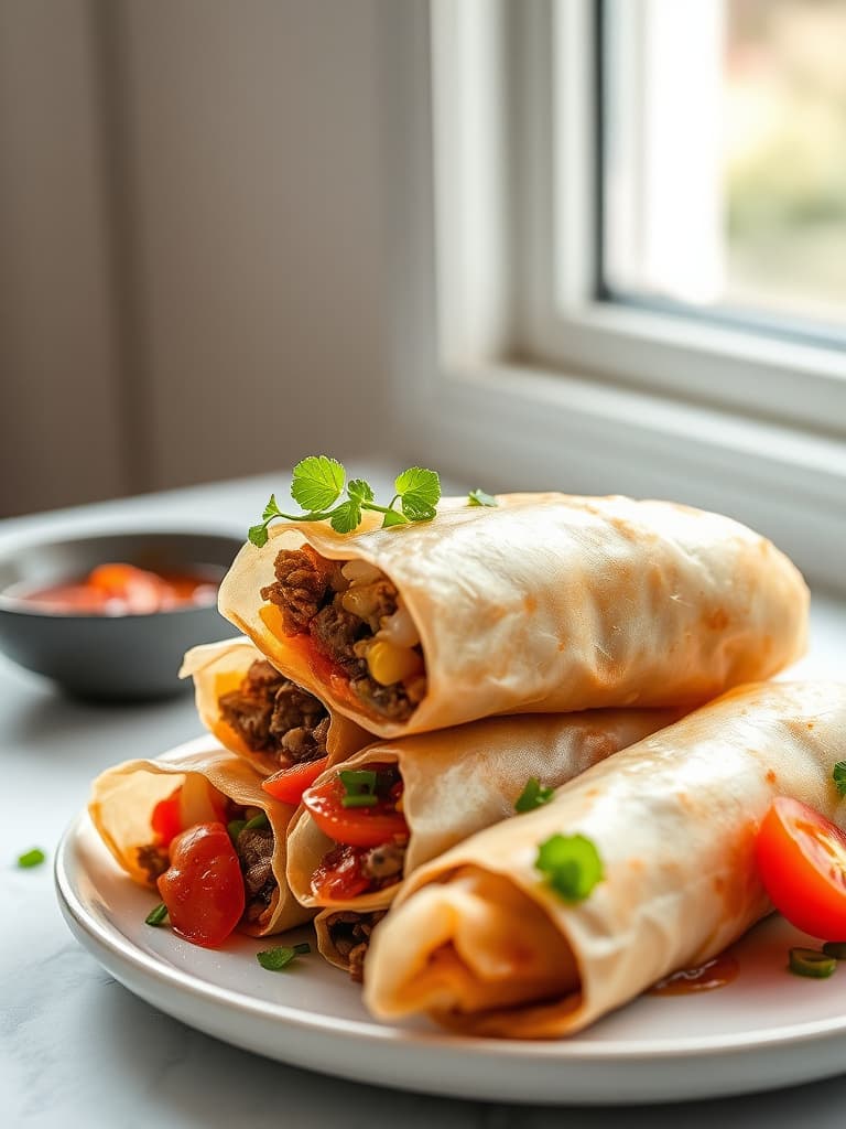 Peruvian Lomo Saltado Spring Rolls