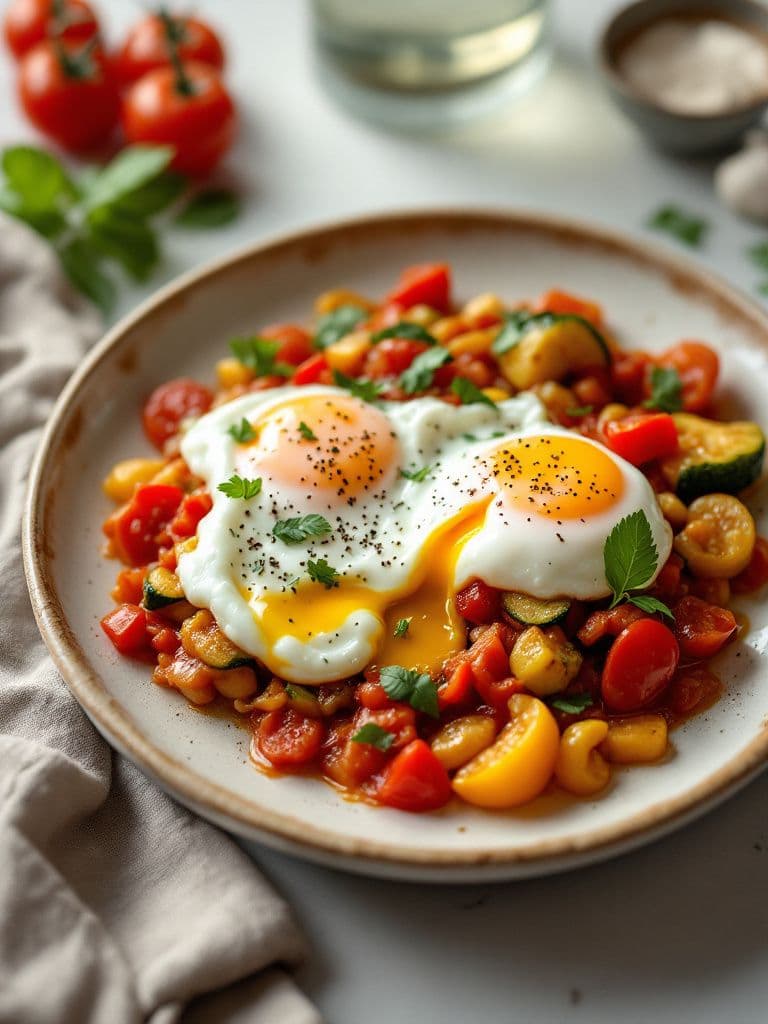 Pisto Gallego with Poached Eggs