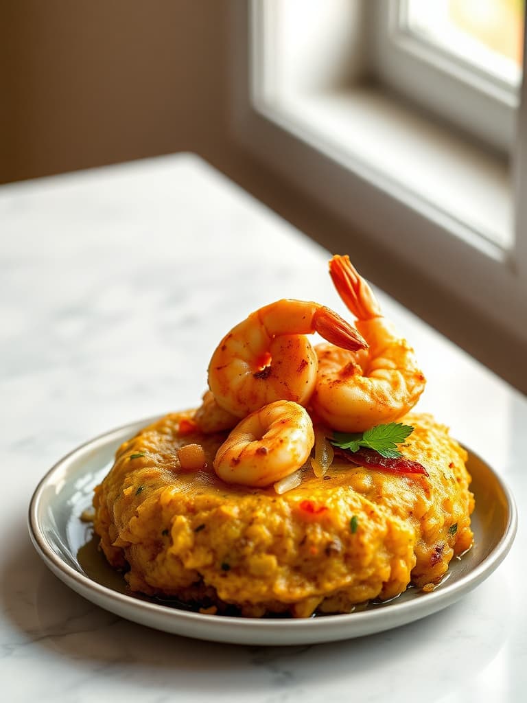 Sizzling Puerto Rican Mofongo with Garlic Shrimp