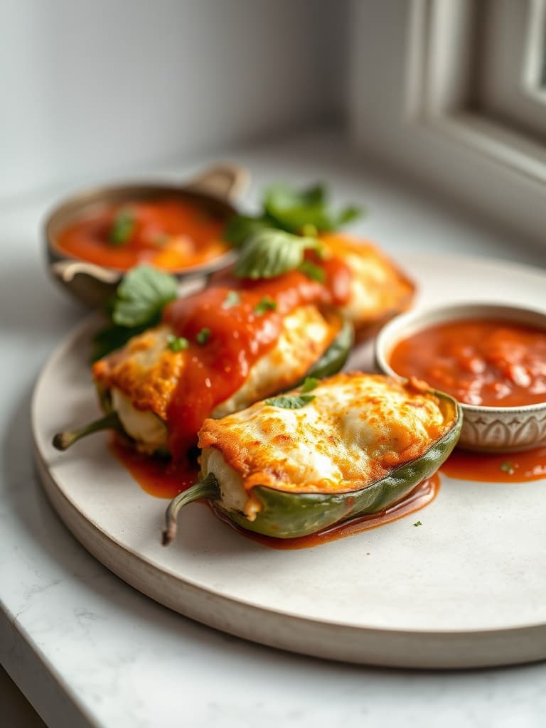Classic Chiles Rellenos with Tomato Sauce