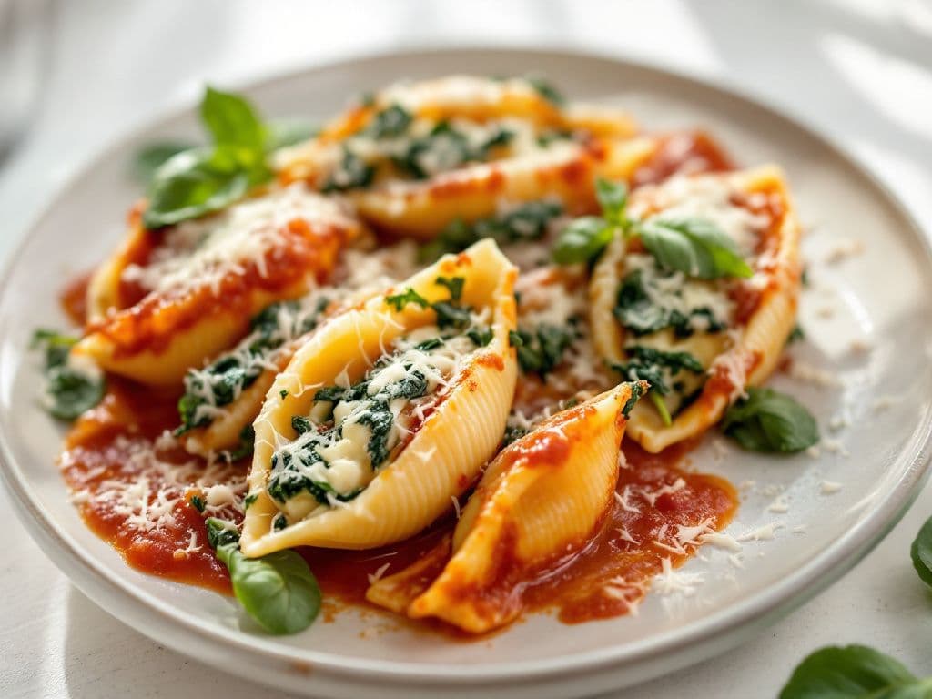 Creamy Spinach and Ricotta Stuffed Shells