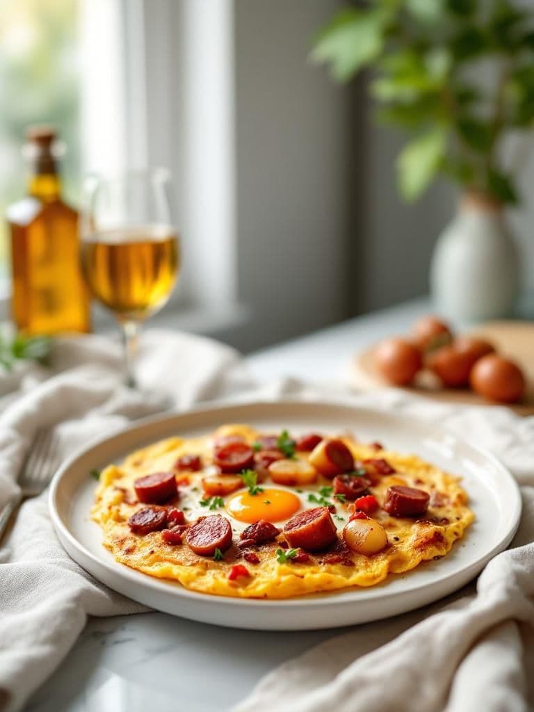 Spanish Tortilla with Chorizo and Potatoes
