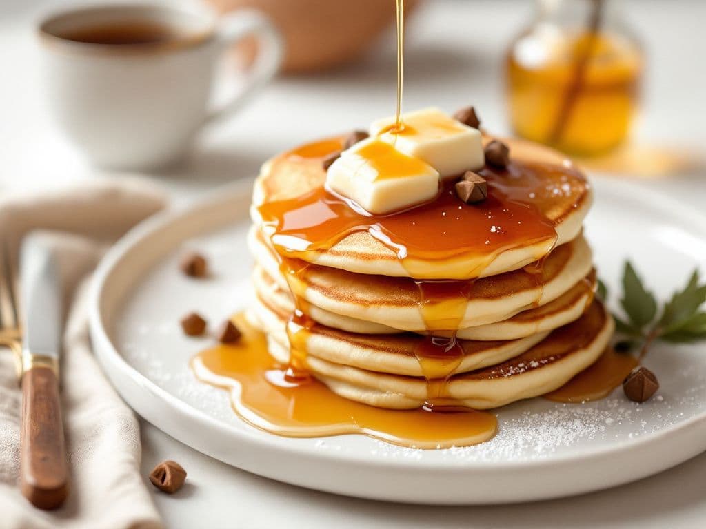 Fluffy Pancakes with Maple Syrup