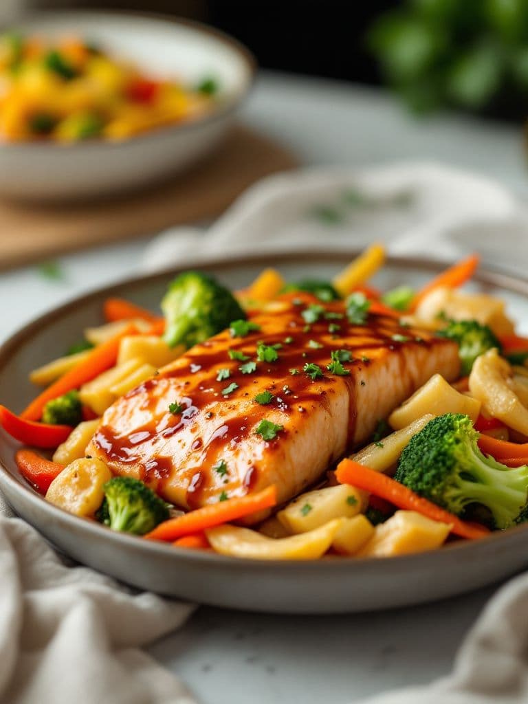 Teriyaki Salmon with Stir-Fried Vegetables
