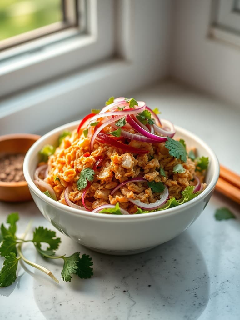 Zesty Thai Minced Chicken Salad (Larb Gai)