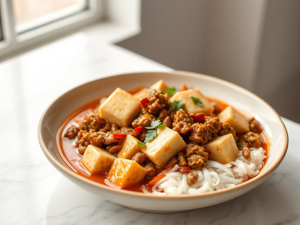 Mapo Tofu with Ground Pork and Sichuan Peppercorns