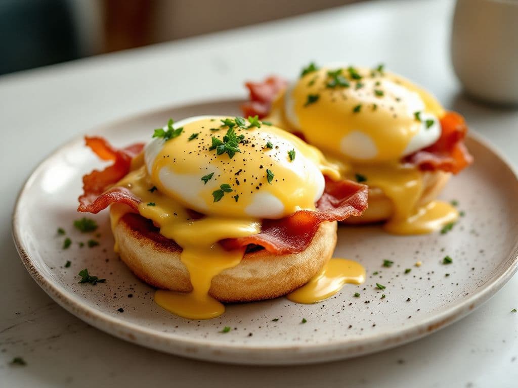 Classic Eggs Benedict with Hollandaise Sauce