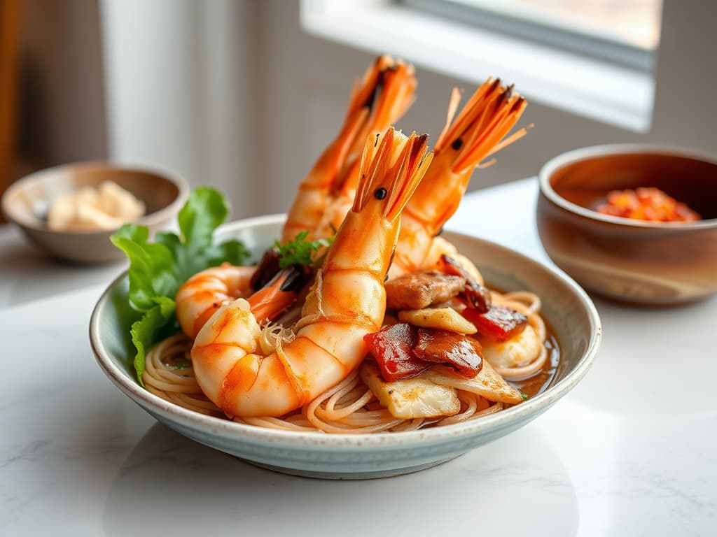 Fragrant Baked Prawns with Glass Noodles (Goong Ob Woon Sen)