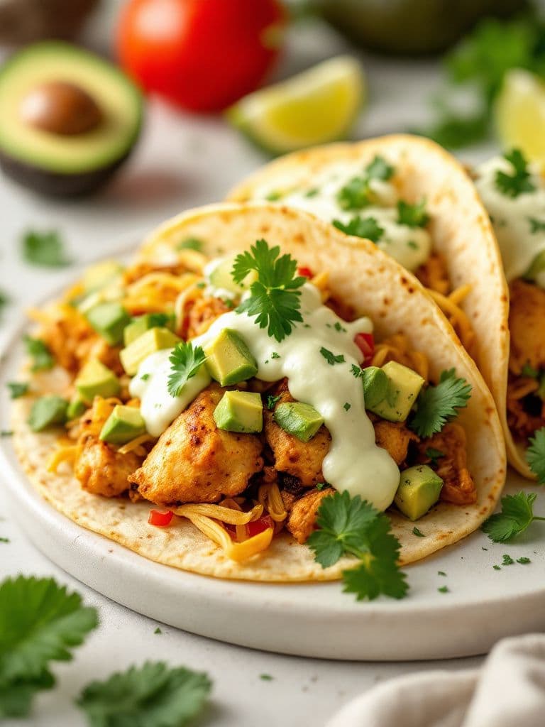 Chicken Tacos with Avocado Crema