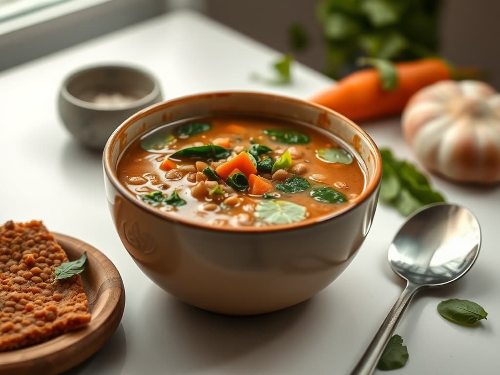 Hearty Vegetarian Lentil Soup with Spinach