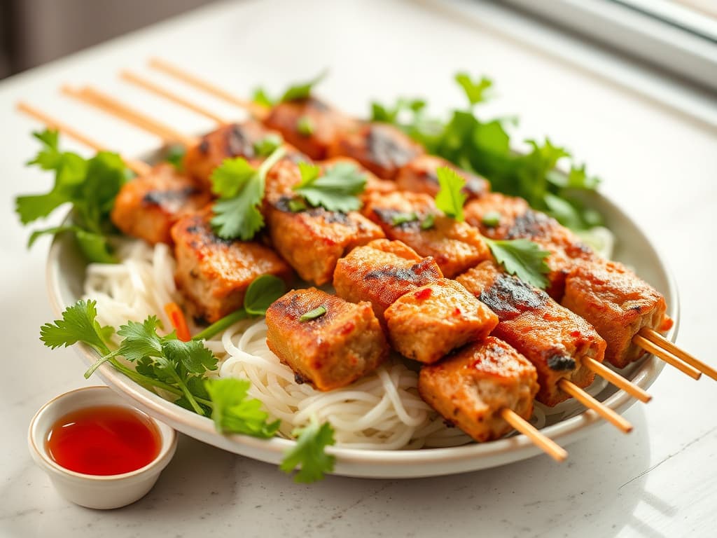 Aromatic Vietnamese Grilled Pork Skewers (Nem Nướng)
