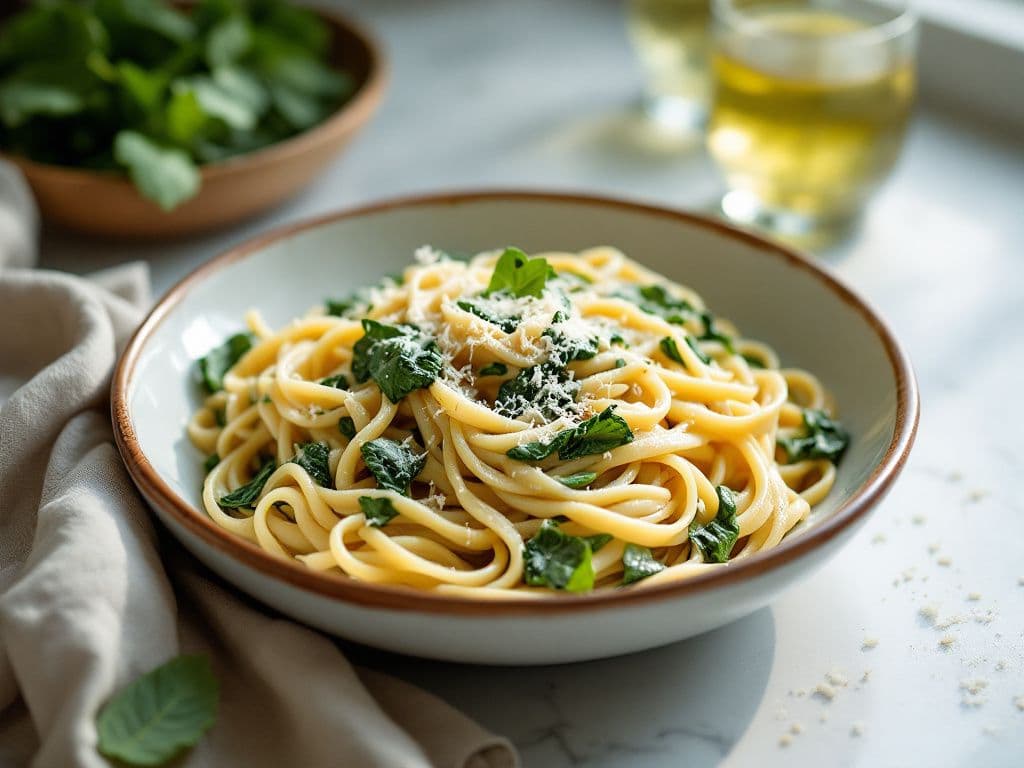 Creamy Spinach Fettuccine