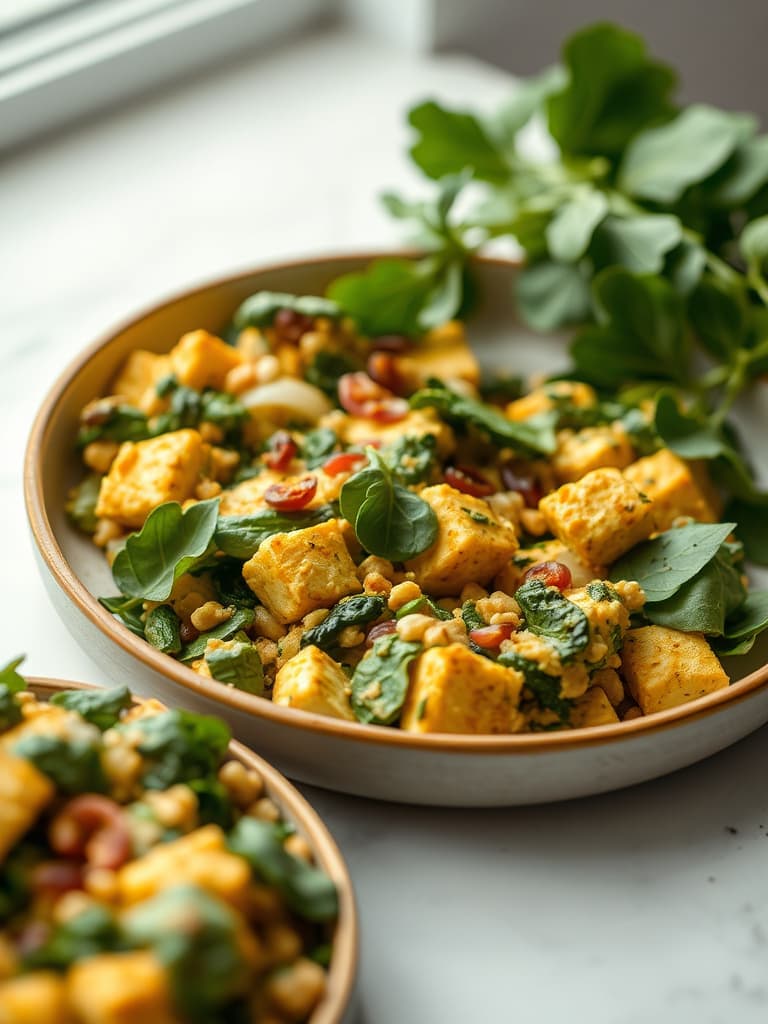 Hearty Vegan Tofu Scramble with Spinach