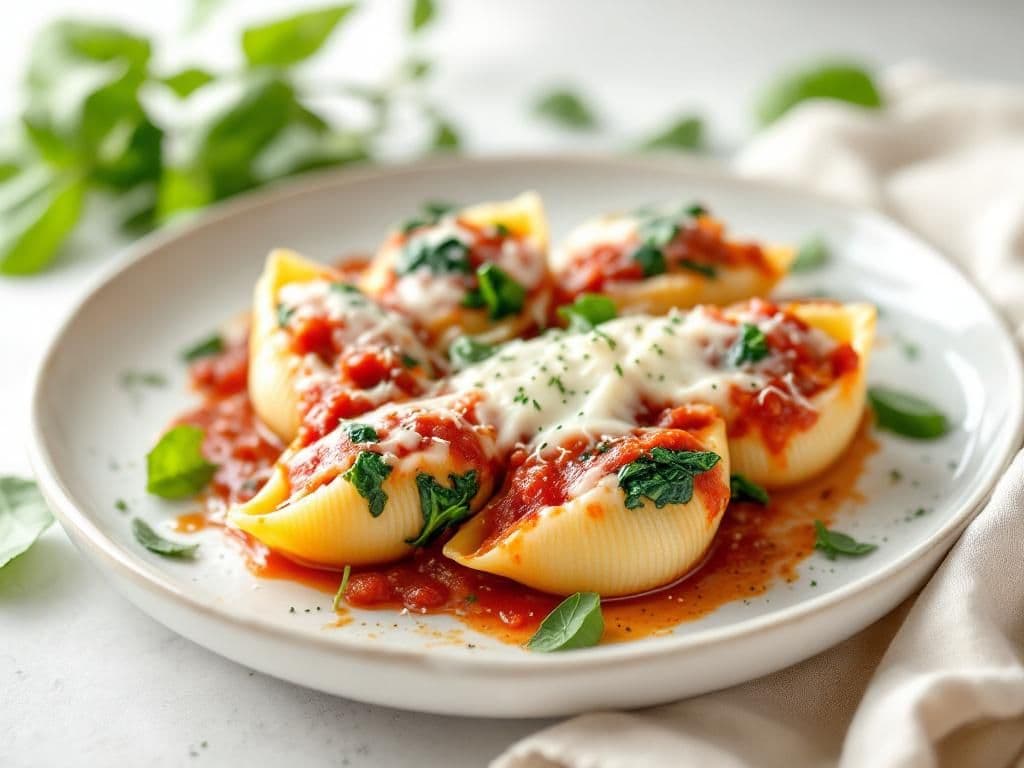 Creamy Spinach and Ricotta Stuffed Shells