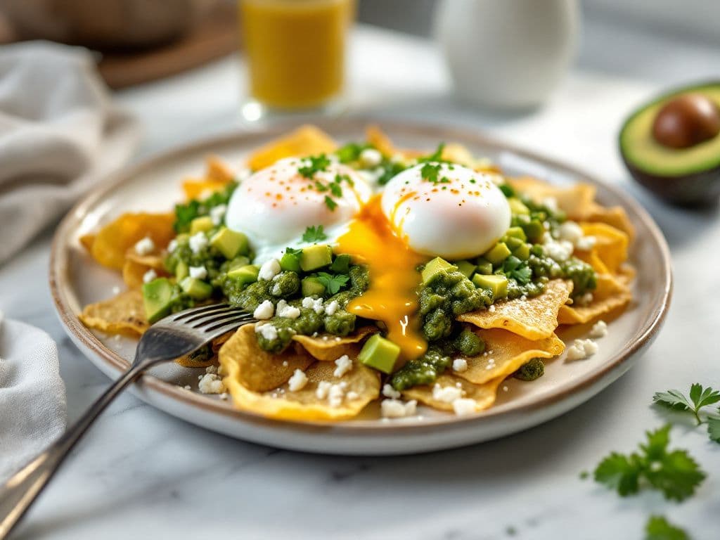 Chilaquiles Verdes with Poached Eggs