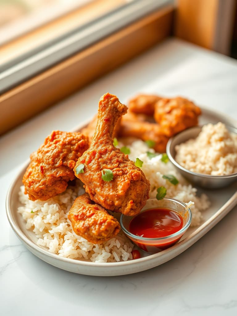 Crispy Thai Fried Chicken with Sticky Rice (Gai Tod)