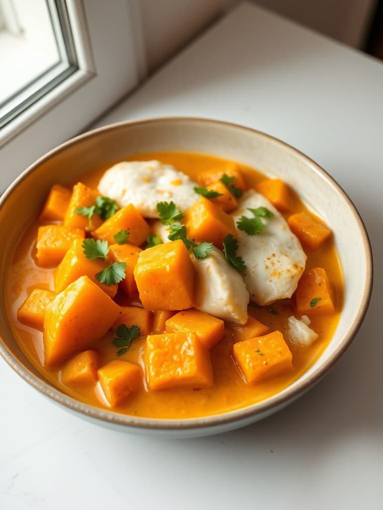 Creamy Coconut Fish Curry with Sweet Potatoes