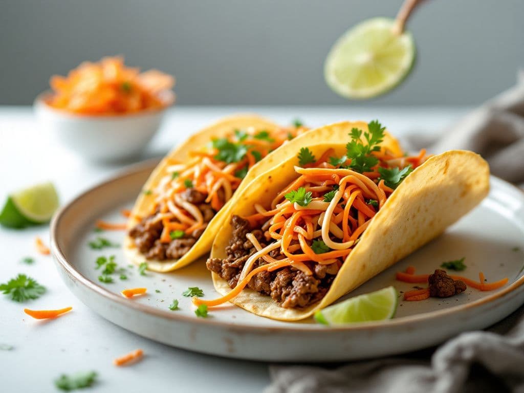 Korean BBQ Beef Tacos with Kimchi Slaw