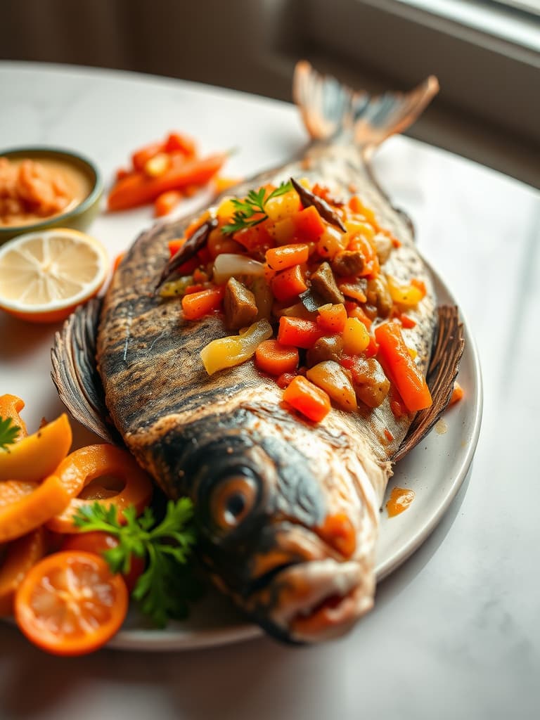 Tangy Jamaican Escovitch Fish with Pickled Vegetables