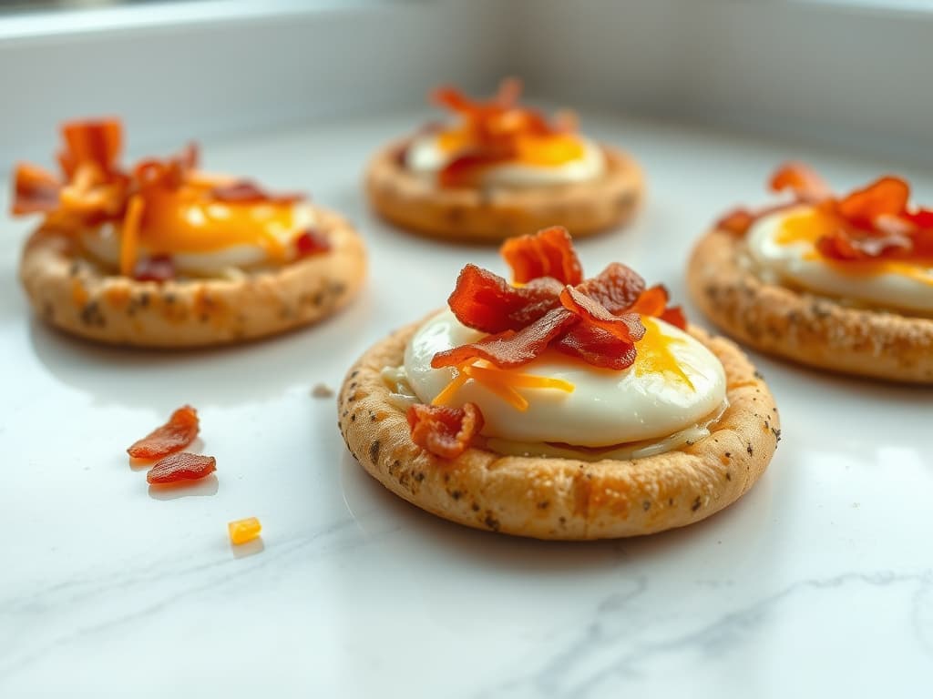 Breakfast Pizzas with Everything Bagel Crust