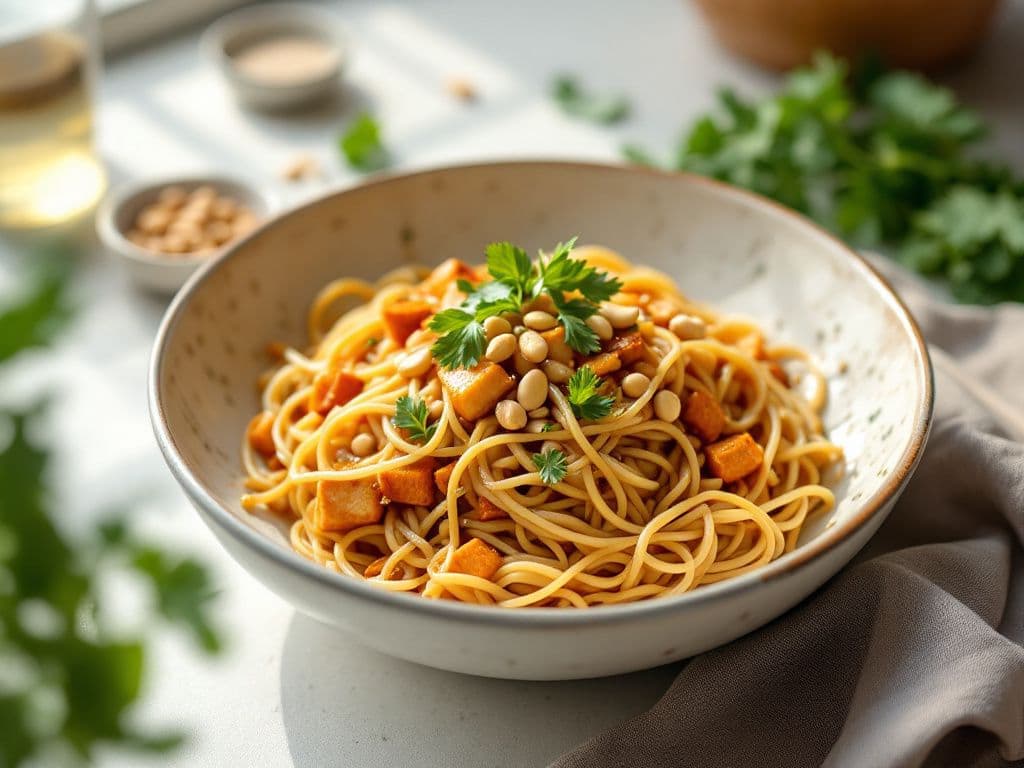 Pad Thai with Tofu and Peanuts