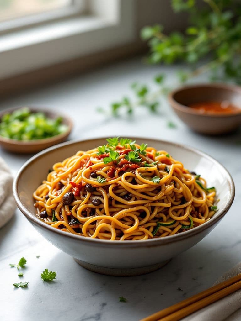 Korean Spicy Stir-Fried Noodles (Jajangmyeon)