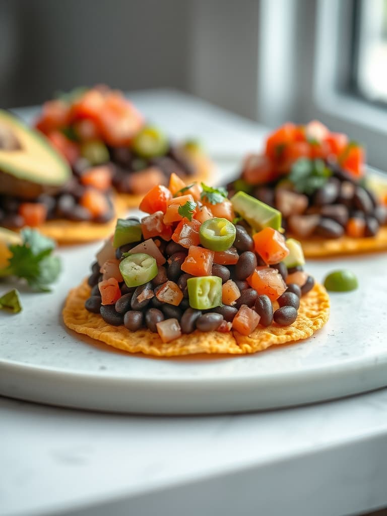 Zesty Vegan Black Bean Tostadas