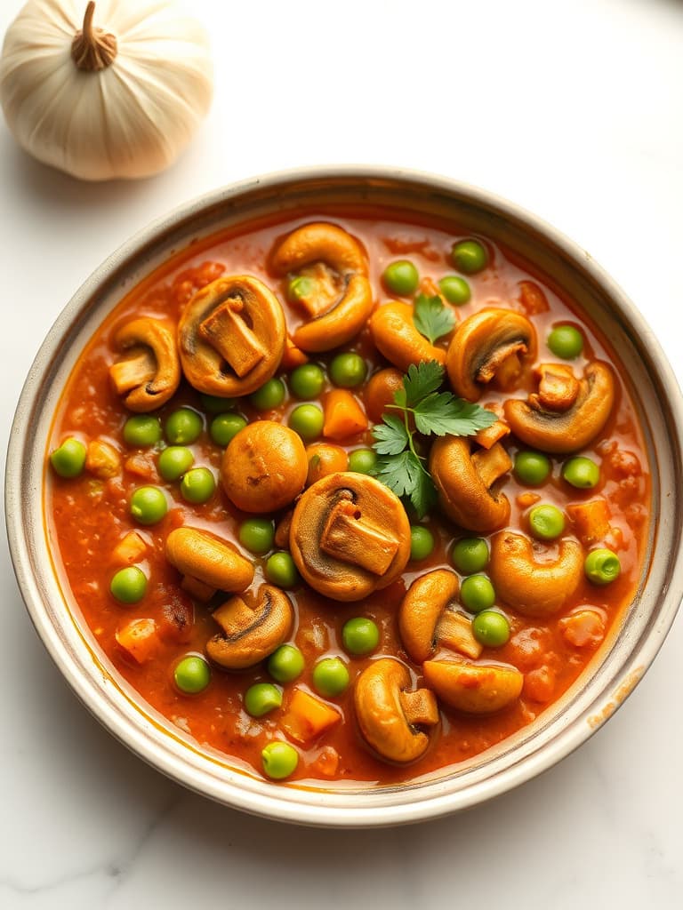 Mushroom Mutter (Mushroom and Peas Curry)