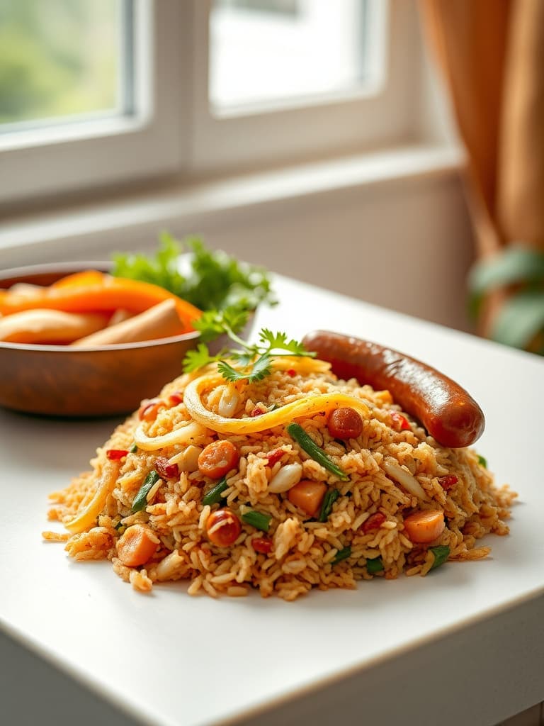 Indonesian Nasi Goreng with Italian Sausage