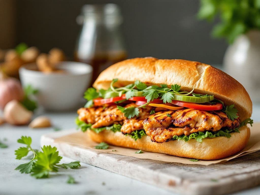 Banh Mi Sandwich with Grilled Chicken