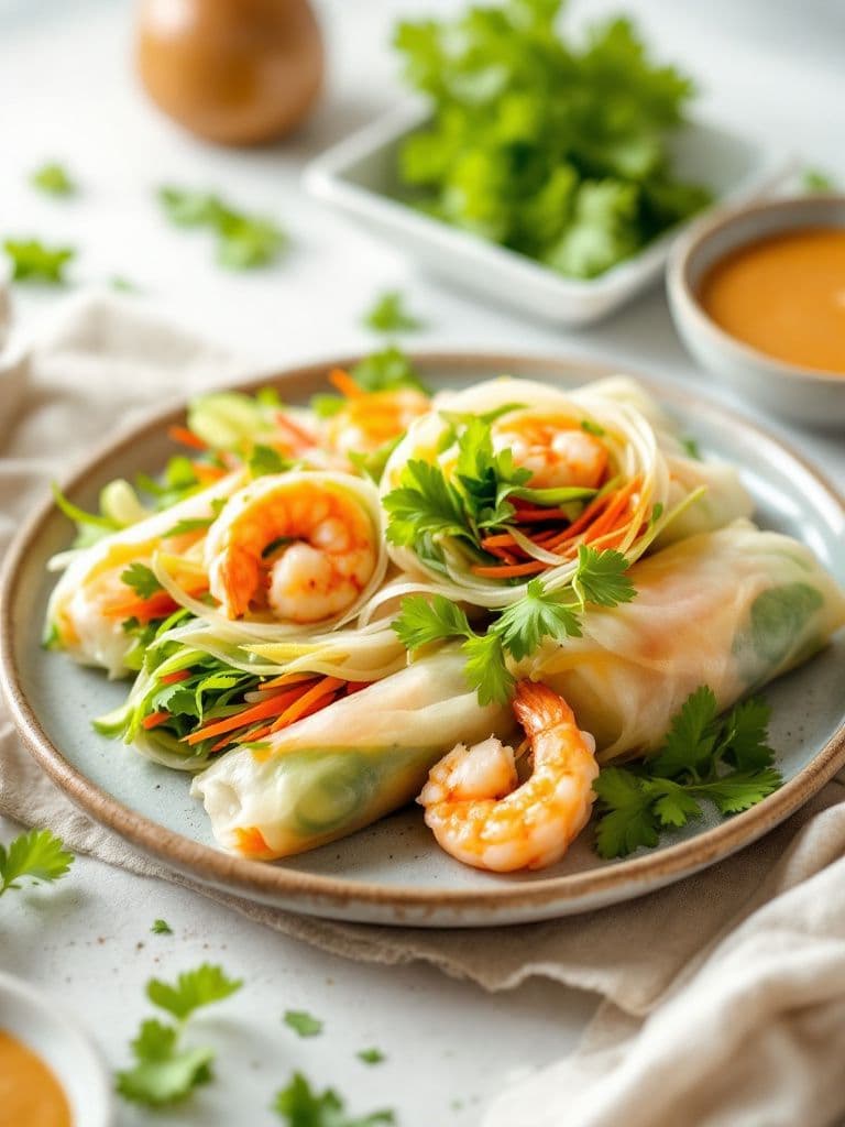Vietnamese Spring Rolls with Peanut Sauce