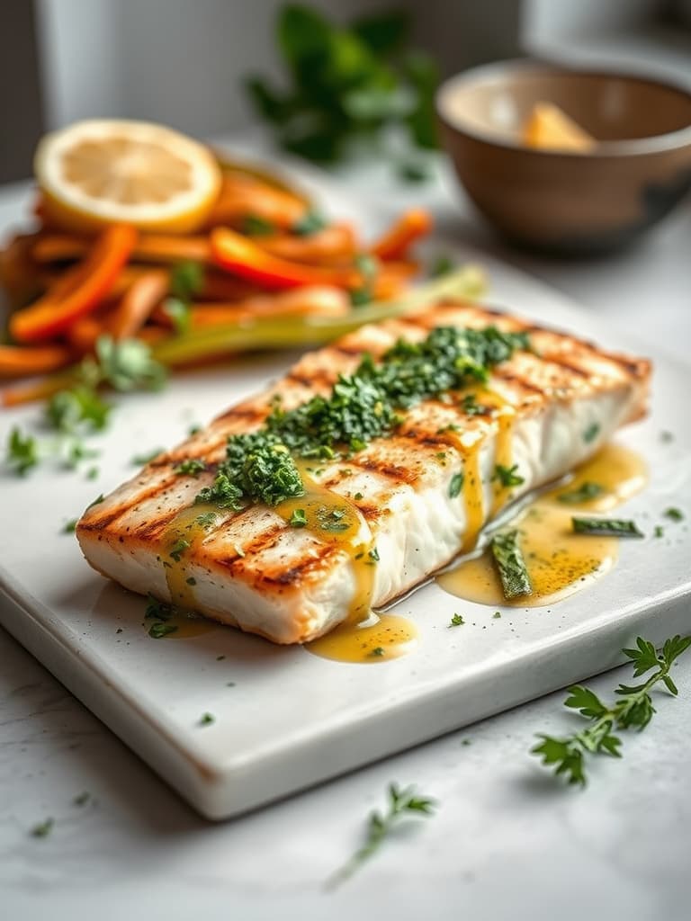 Grilled Swordfish with Salmoriglio Sauce
