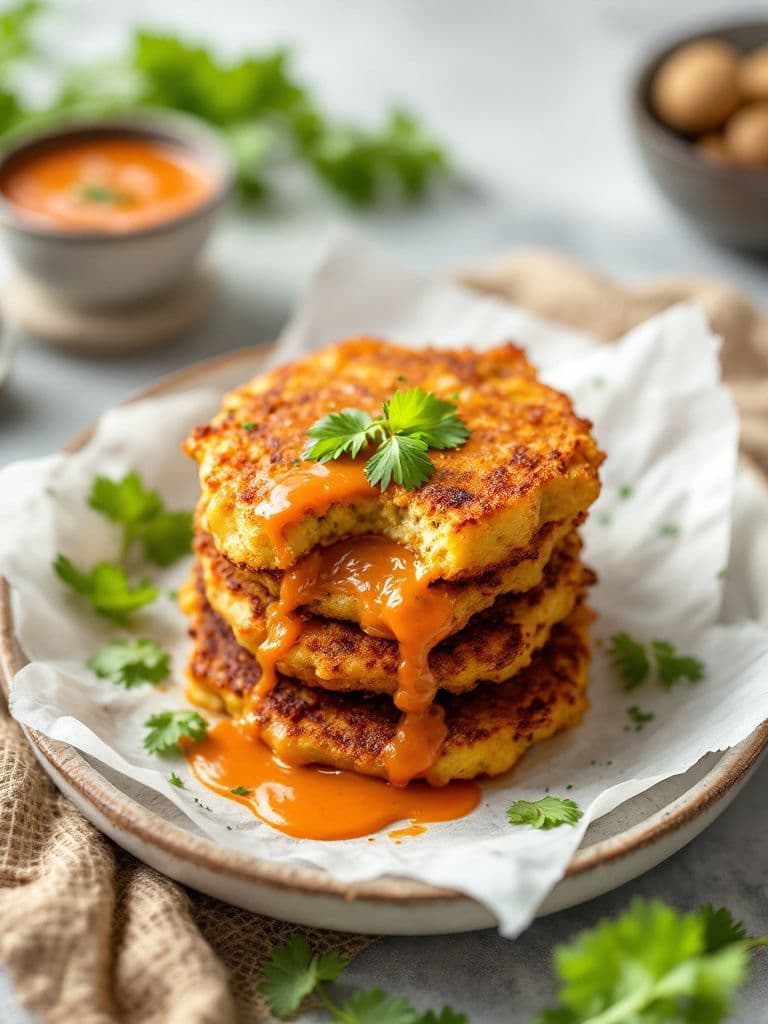 Plantain Fritters with Spicy Sauce