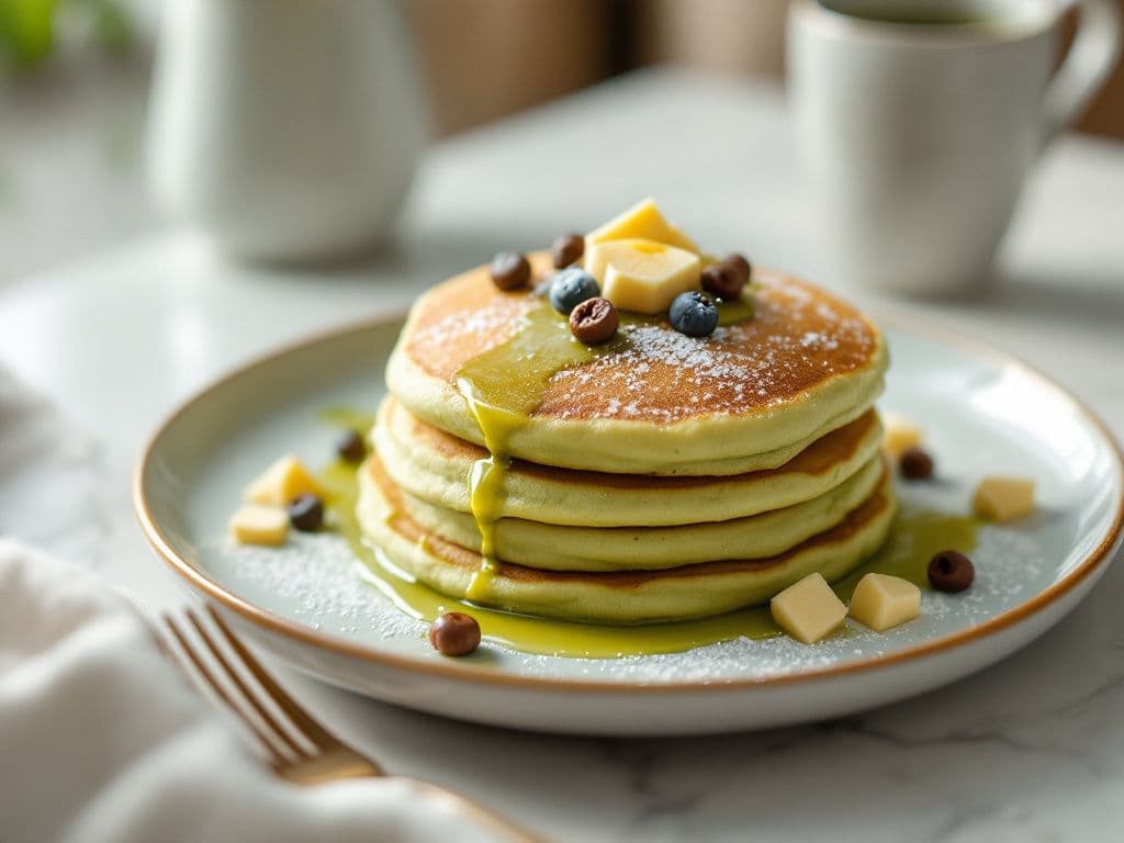 Fluffy Matcha Pancakes
